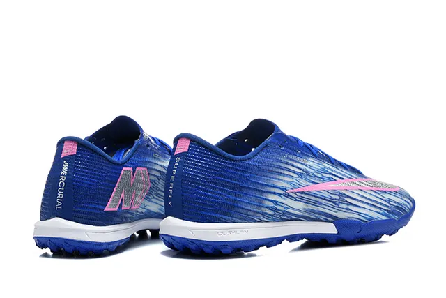 Nike Zapatos de Fútbol Turf Azul Rosa Superior Sintético Texturizado con Patrón de Onda Tejido Corte Bajo 5