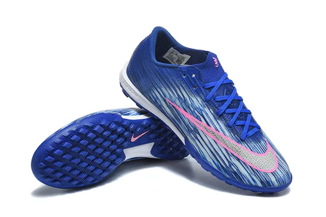 Nike Zapatos de Fútbol Turf Azul Rosa Superior Sintético Texturizado con Patrón de Onda Tejido Corte Bajo 7