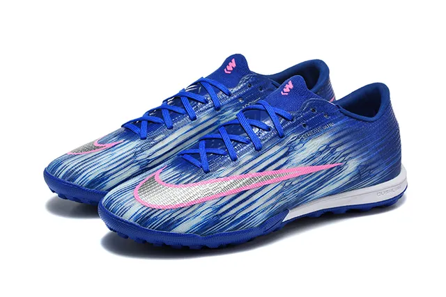 Nike Zapatos de Fútbol Turf Azul Rosa Superior Sintético Texturizado con Patrón de Onda Tejido Corte Bajo 8
