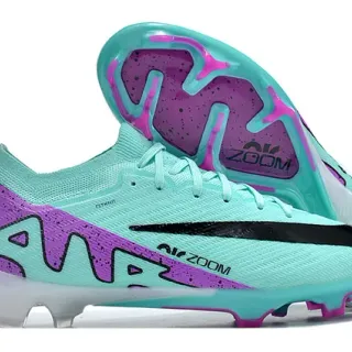 Nike Blue Purple Flyknit Upper Graphic Wave Band Firm-Ground Soccer Shoes