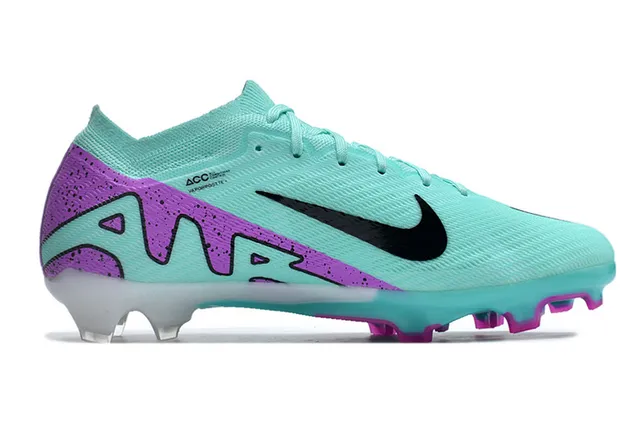 Nike Blue Purple Flyknit Upper Graphic Wave Band Firm-Ground Soccer Shoes 5