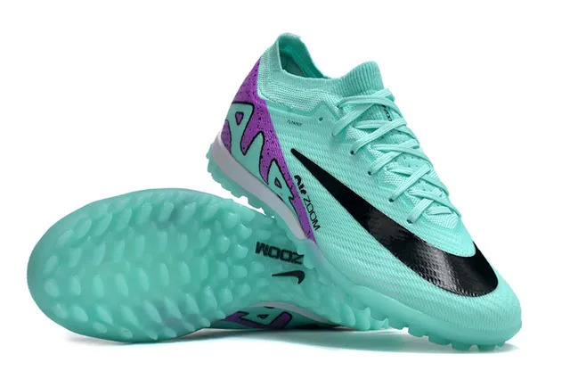 Nike azul morado Flyknit parte superior suela Turf fútbol zapatos 2