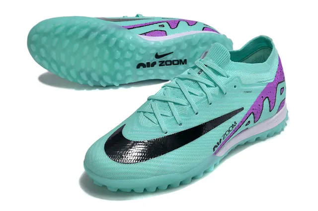 Nike azul morado Flyknit parte superior suela Turf fútbol zapatos 3
