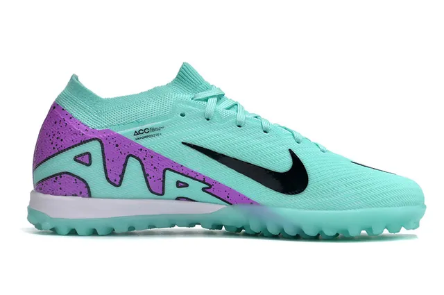 Nike azul morado Flyknit parte superior suela Turf fútbol zapatos 5