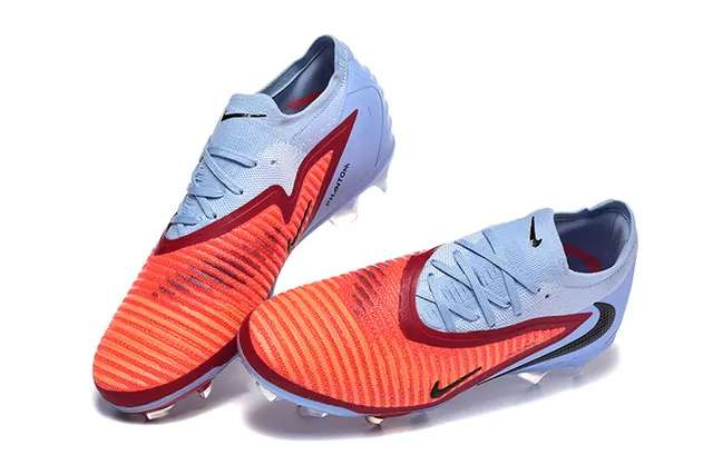 Nike Blue Red Low-Cut Sock-Fit Collar Asymmetrical Lacing Firm-Ground Soccer Shoes 3
