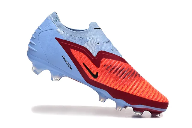 Nike Blue Red Low-Cut Sock-Fit Collar Asymmetrical Lacing Firm-Ground Soccer Shoes 4