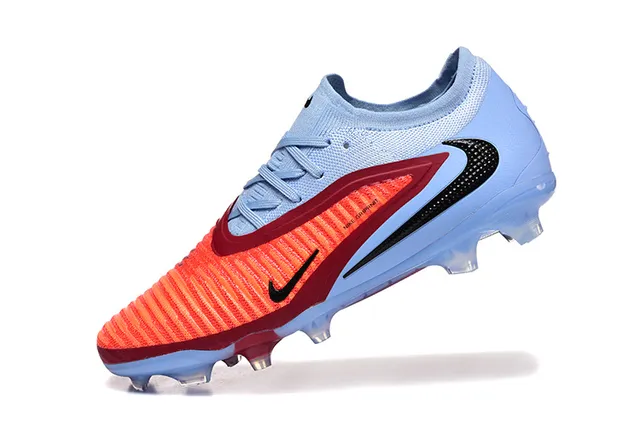Nike Blue Red Low-Cut Sock-Fit Collar Asymmetrical Lacing Firm-Ground Soccer Shoes 5
