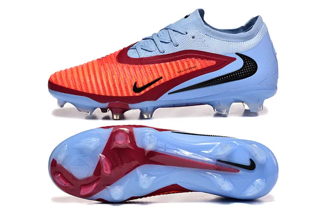 Nike Blue Red Low-Cut Sock-Fit Collar Asymmetrical Lacing Firm-Ground Soccer Shoes 10
