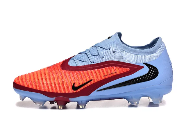 Nike Blue Red Low-Cut Sock-Fit Collar Asymmetrical Lacing Firm-Ground Soccer Shoes 11
