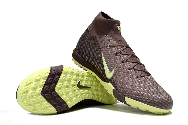 Nike Marron Vert Sock-Fit Collar Flyknit Haut Turf Chaussures de Football 3