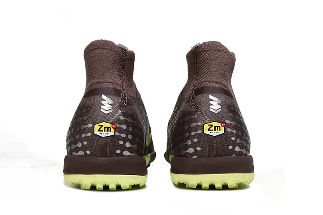 Nike Marron Vert Sock-Fit Collar Flyknit Haut Turf Chaussures de Football 4