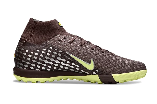 Nike Marron Vert Sock-Fit Collar Flyknit Haut Turf Chaussures de Football 7