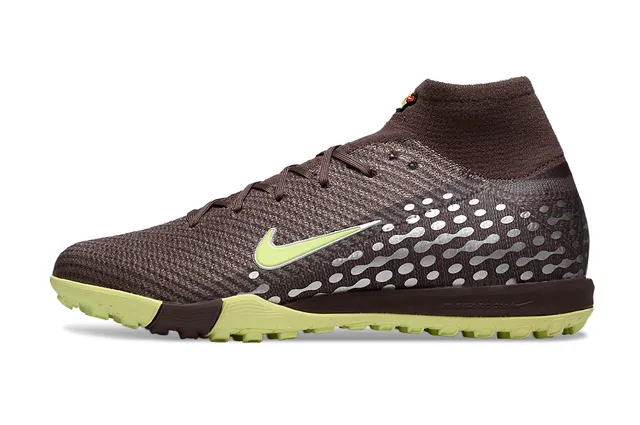 Nike Marron Vert Sock-Fit Collar Flyknit Haut Turf Chaussures de Football 8