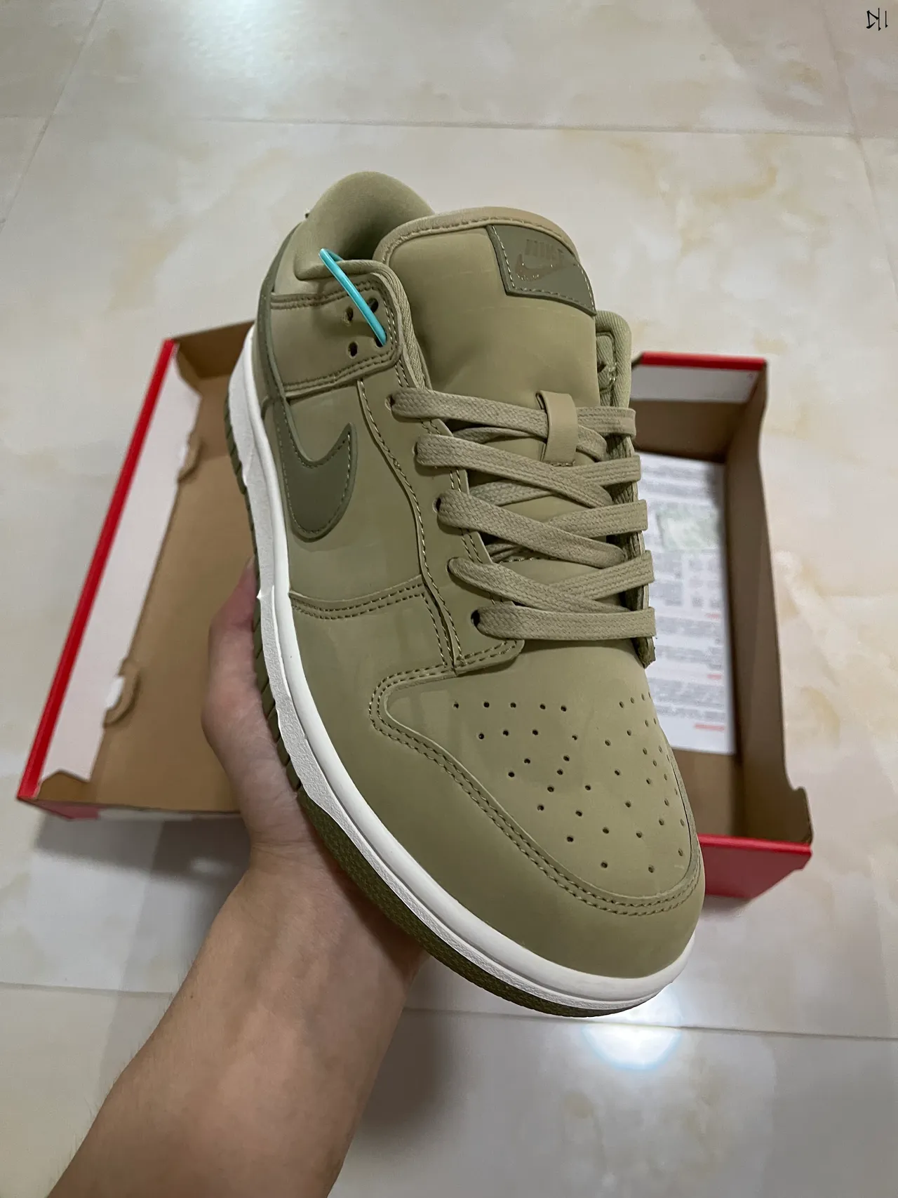 Nike Dunk Low Army Green Blue Suede Upper Lifestyle Sneakers 2