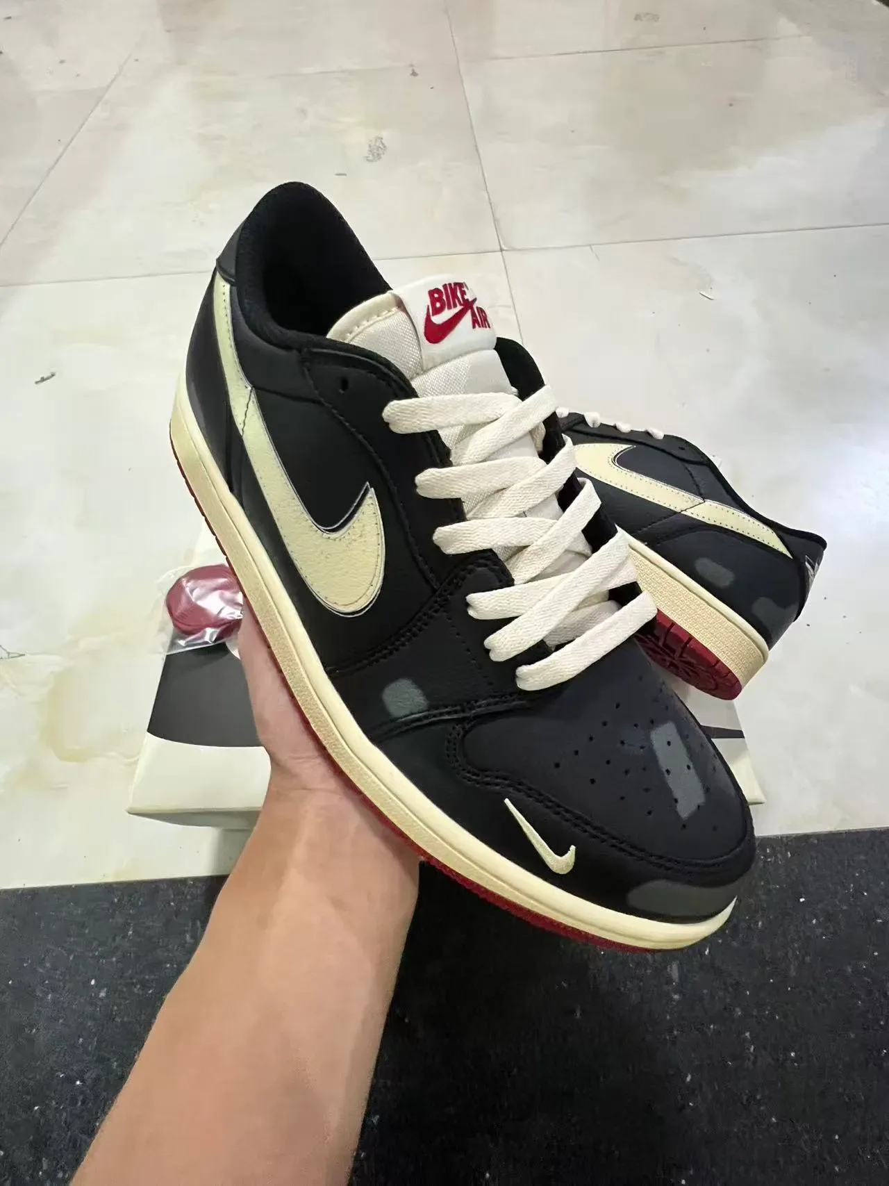 Nike Dunk Low Black Cream Red Sneakers Lifestyle 2