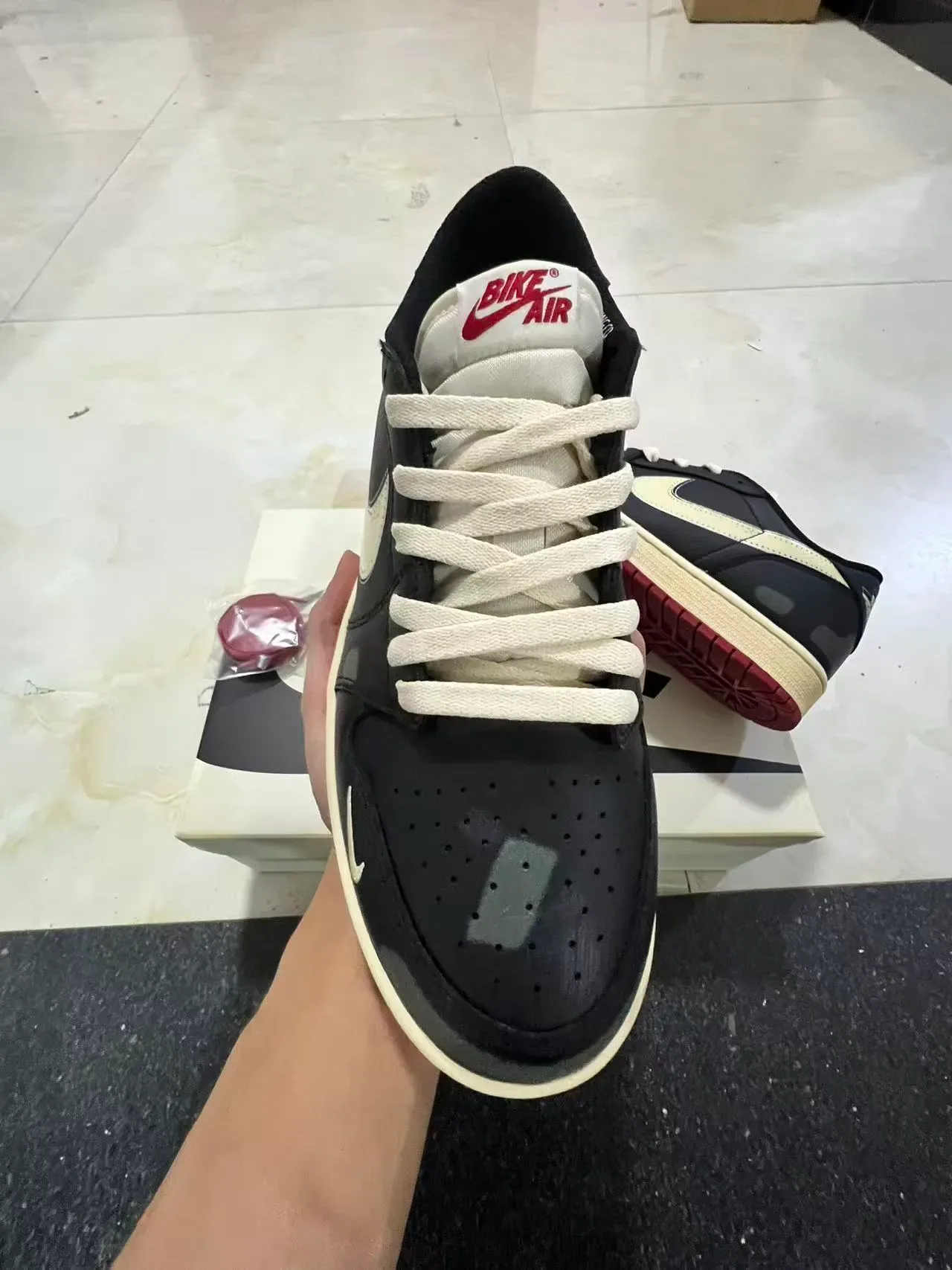 Nike Dunk Low Black Cream Red Sneakers Lifestyle 3