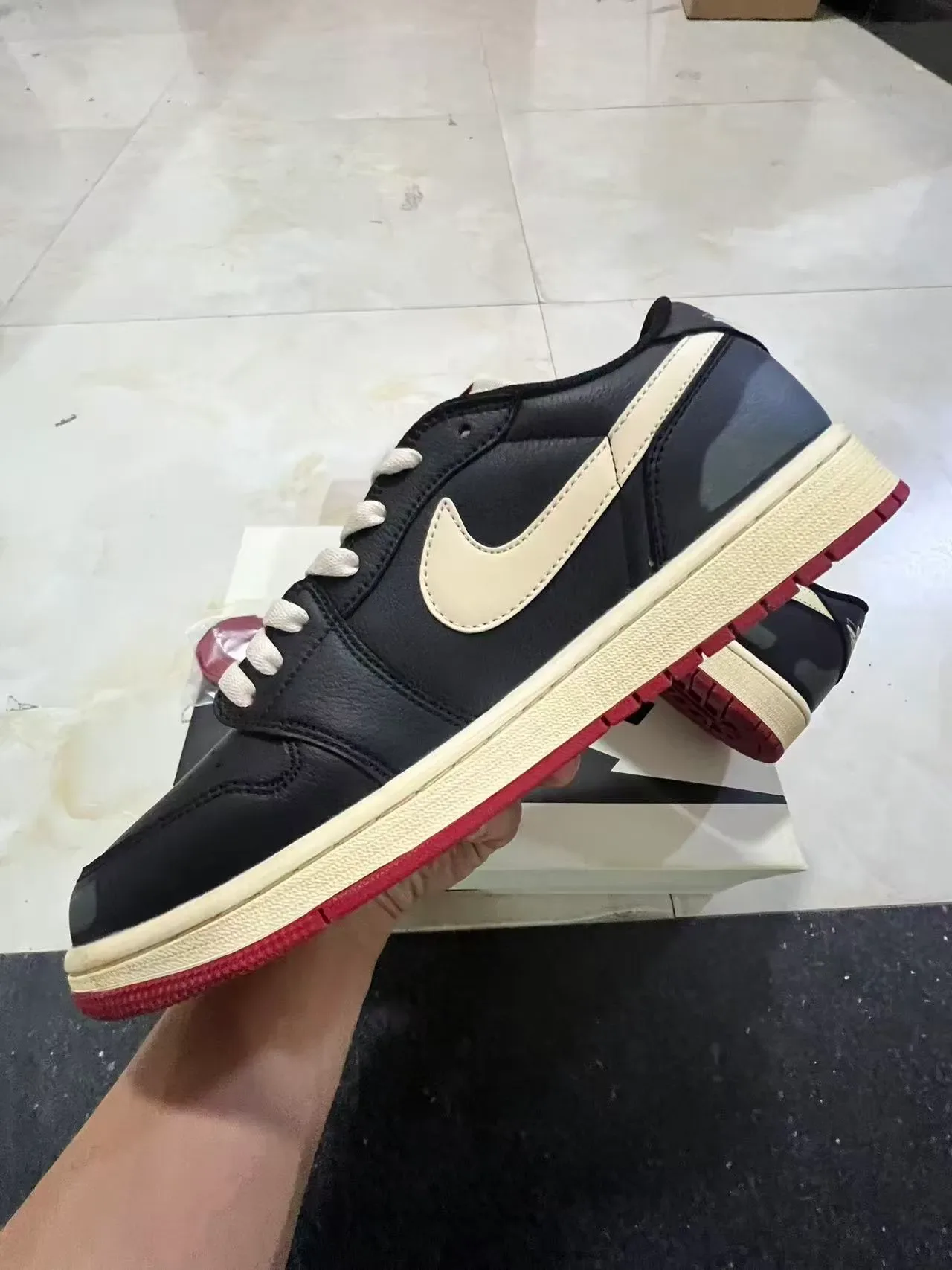 Nike Dunk Low Black Cream Red Sneakers Lifestyle 5