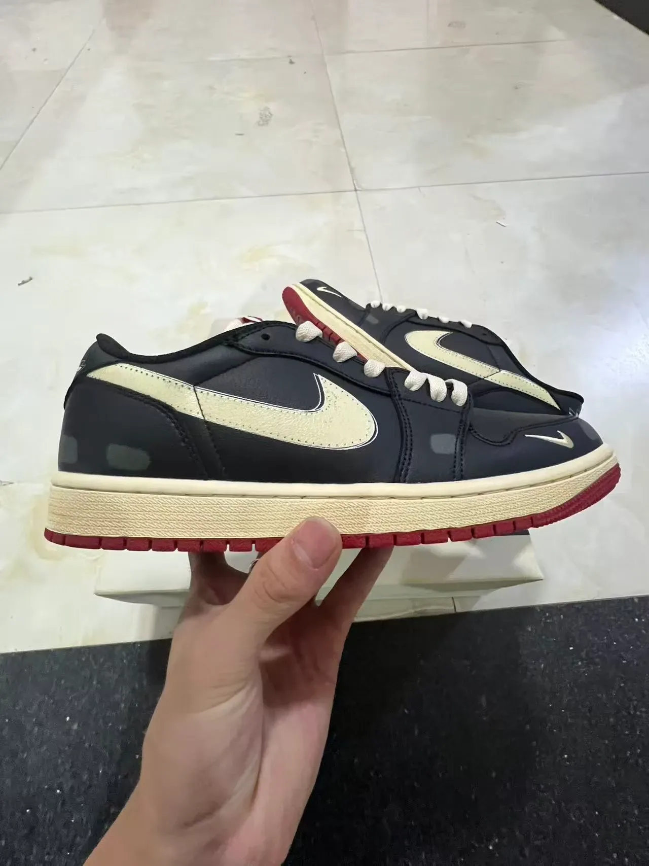 Nike Dunk Low Black Cream Red Sneakers Lifestyle 7