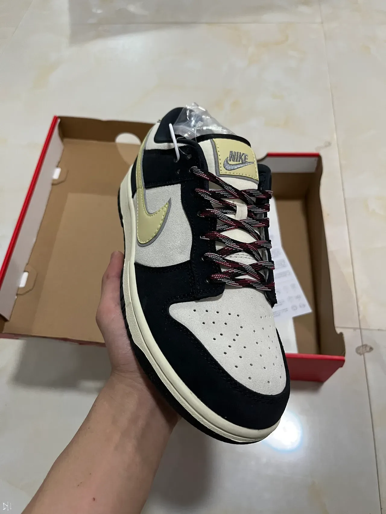 Nike Dunk Low Black Off-White Pale Yellow Lifestyle Sneakers 2