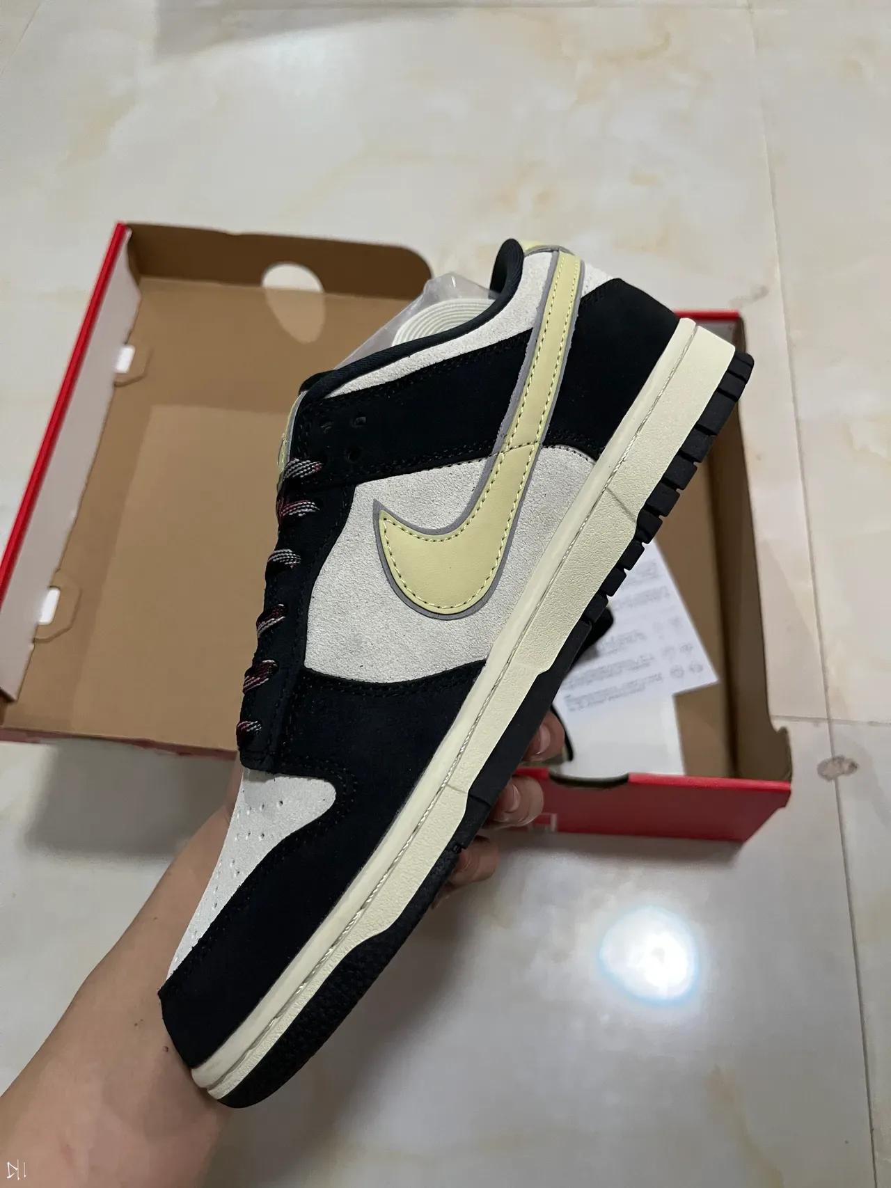 Nike Dunk Low Black Off-White Pale Yellow Lifestyle Sneakers 4