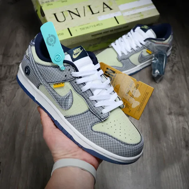 Nike Dunk Low Gray Green Grid Mesh Lifestyle Sneakers 2