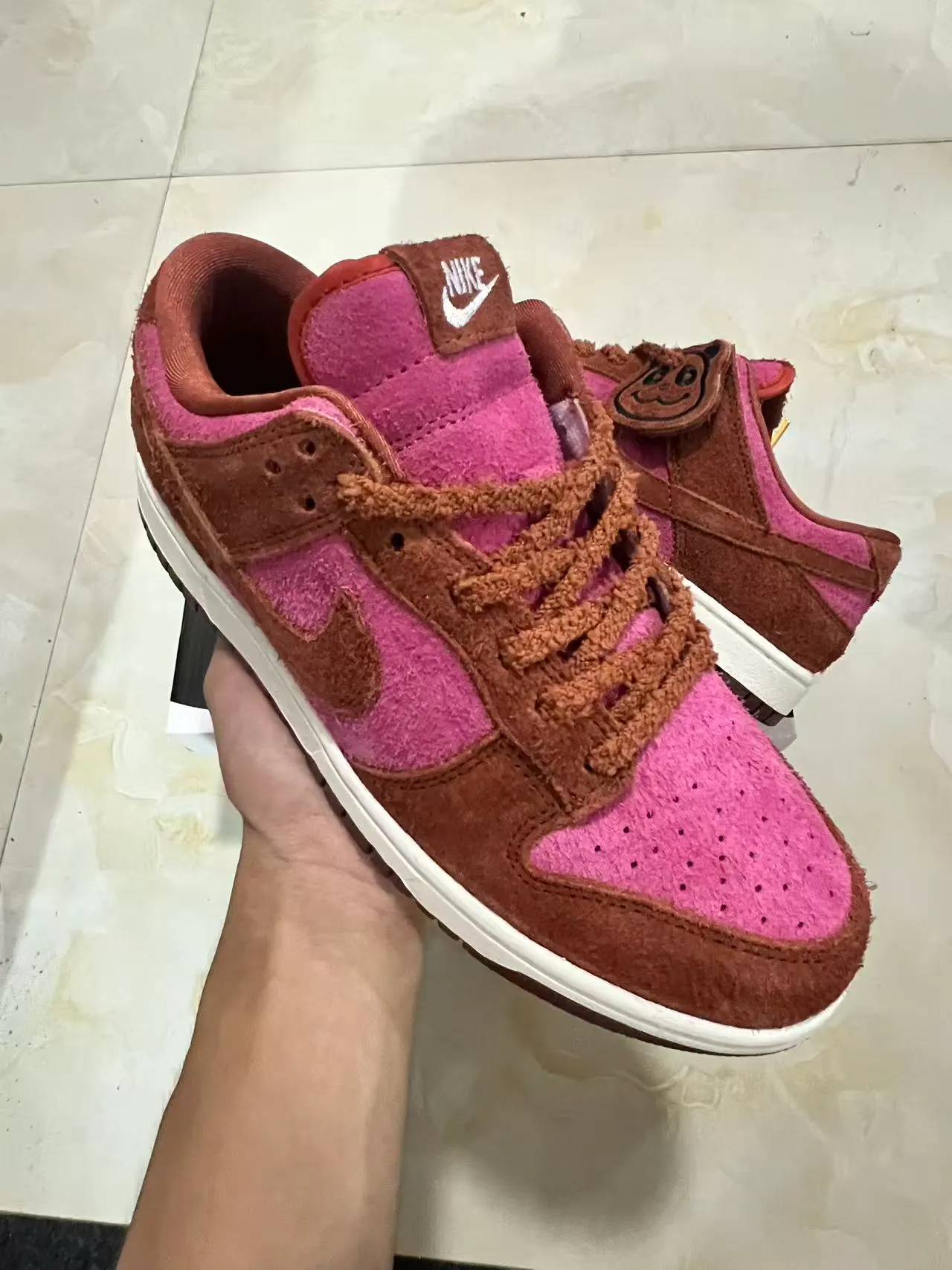 Nike Dunk Low Pink and Brown Suede Lifestyle Sneakers 2