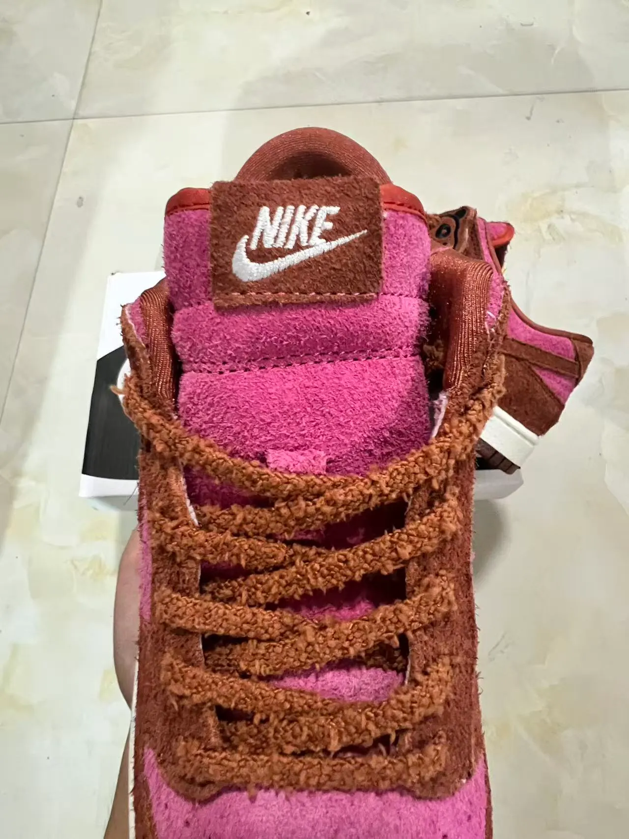 Nike Dunk Low Pink and Brown Suede Lifestyle Sneakers 4
