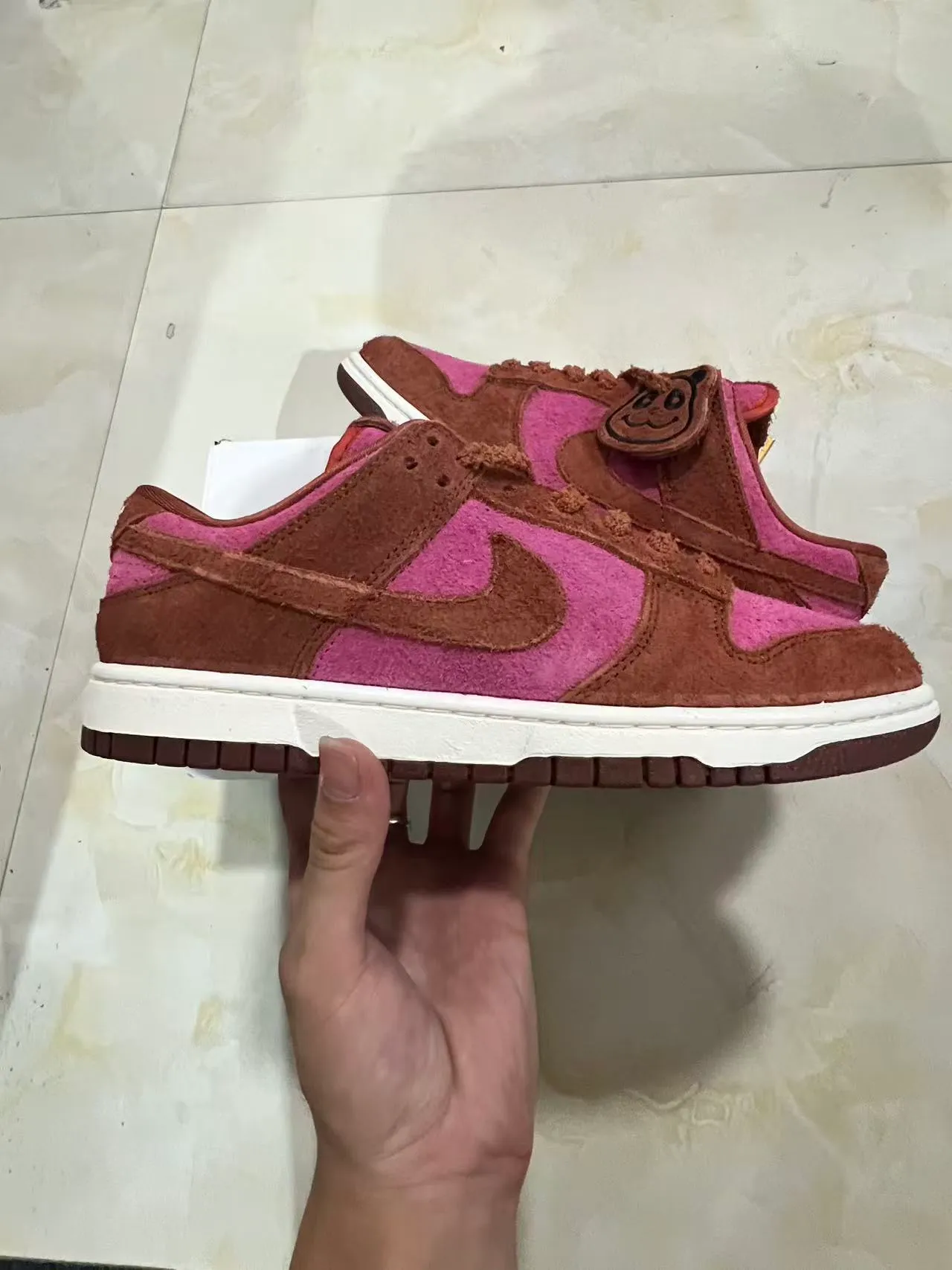 Nike Dunk Low Pink and Brown Suede Lifestyle Sneakers 7
