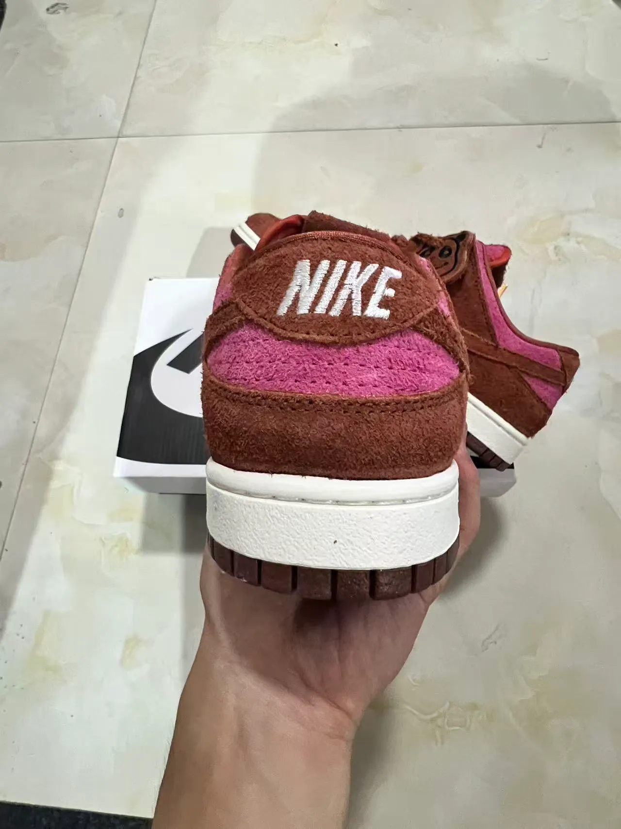 Nike Dunk Low Pink and Brown Suede Lifestyle Sneakers 8