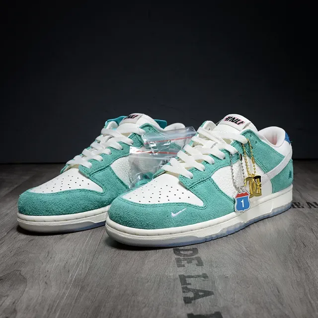 Nike Dunk Low Turquoise Green Suede Lifestyle Sneakers 3