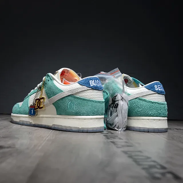 Nike Dunk Low Turquoise Green Suede Lifestyle Sneakers 4