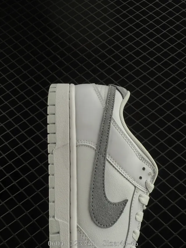 Nike Dunk Low White Gray Leather Skateboard Shoes 2