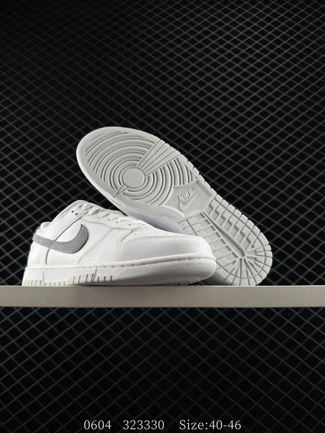 Nike Dunk Low White Gray Leather Skateboard Shoes 3