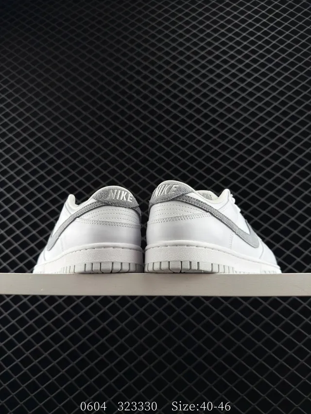 Nike Dunk Low White Gray Leather Skateboard Shoes 5