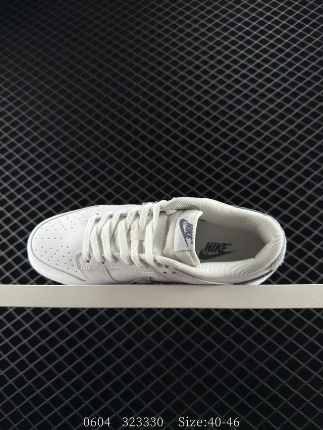 Nike Dunk Low White Gray Leather Skateboard Shoes 6