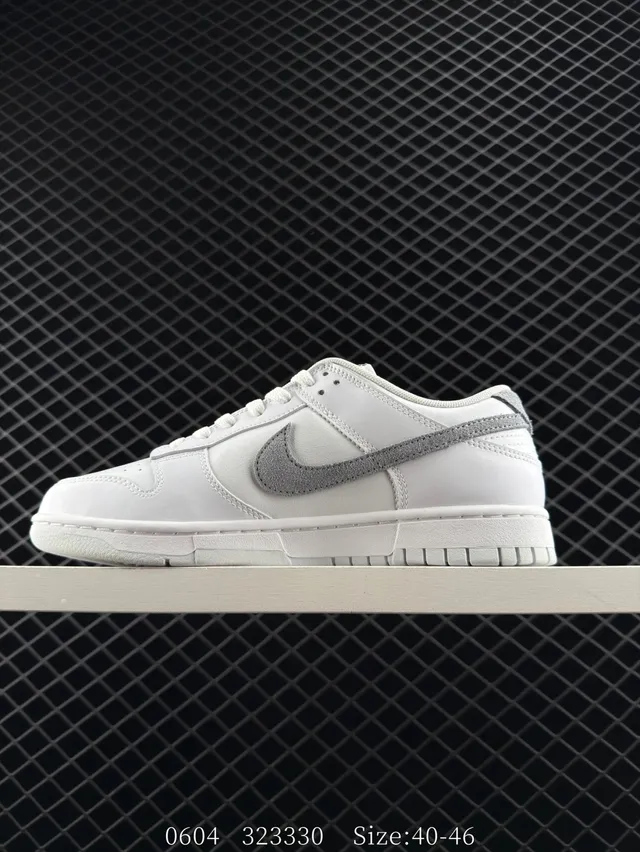 Nike Dunk Low White Gray Leather Skateboard Shoes 7