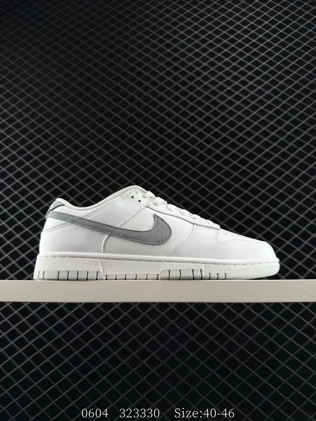 Nike Dunk Low White Gray Leather Skateboard Shoes 8
