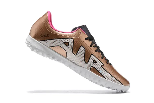 Nike Sapatos de Futebol Turf com Upper Sintético Dorado Rosa Metálico e Forro com Acentos 3