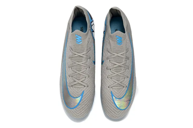 Nike رمادي أزرق ضيق الجوارب منسوج علوي متلألئ Swoosh تغطية أحذية كرة قدم للعشب 2