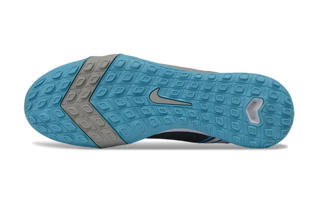 Nike رمادي أزرق ضيق الجوارب منسوج علوي متلألئ Swoosh تغطية أحذية كرة قدم للعشب 6