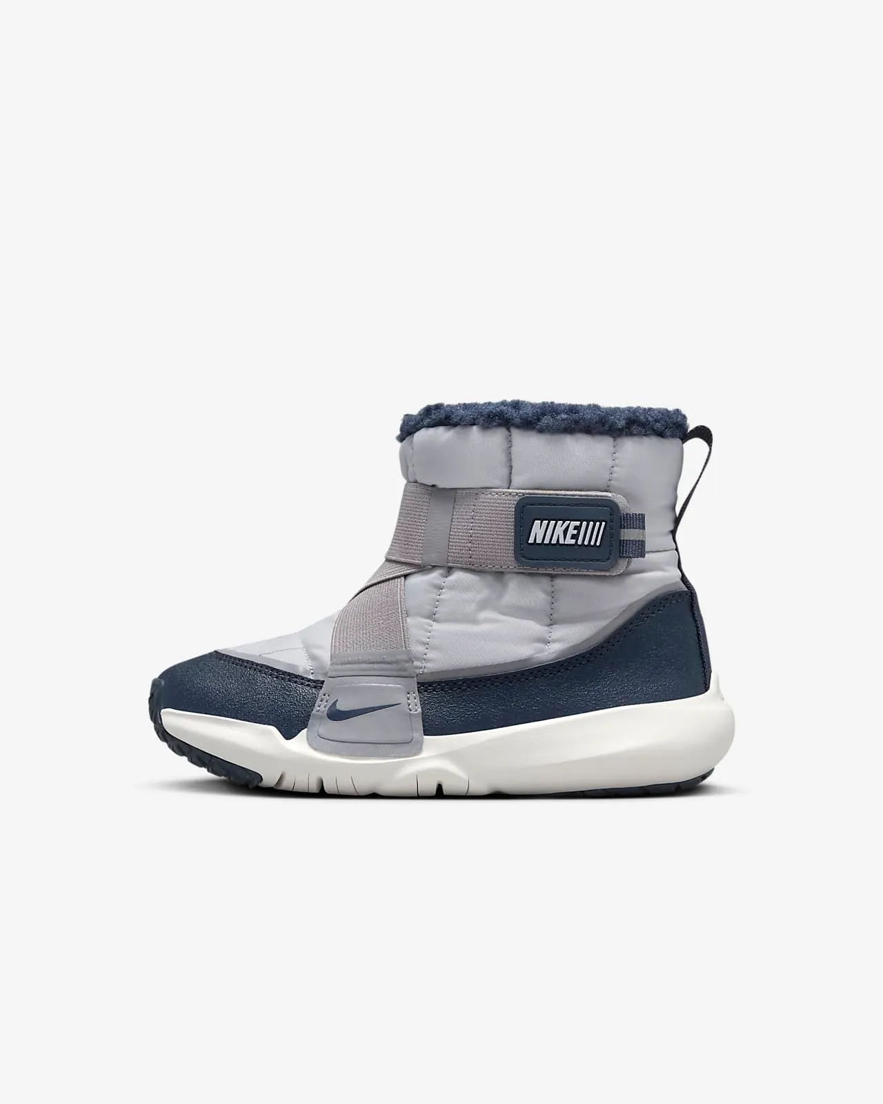 Nike Bottes de Neige Gris Marine Isolées Matelassées Tige Ajustable Boucle de Sangle 3