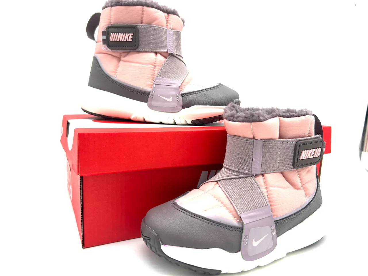 Nike Bottes de Neige Gris Marine Isolées Matelassées Tige Ajustable Boucle de Sangle 16