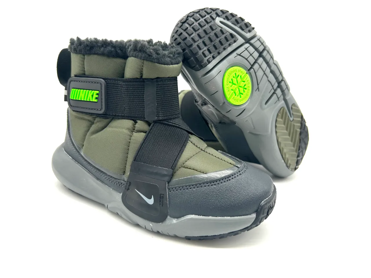 Nike Bottes de Neige Gris Marine Isolées Matelassées Tige Ajustable Boucle de Sangle 19