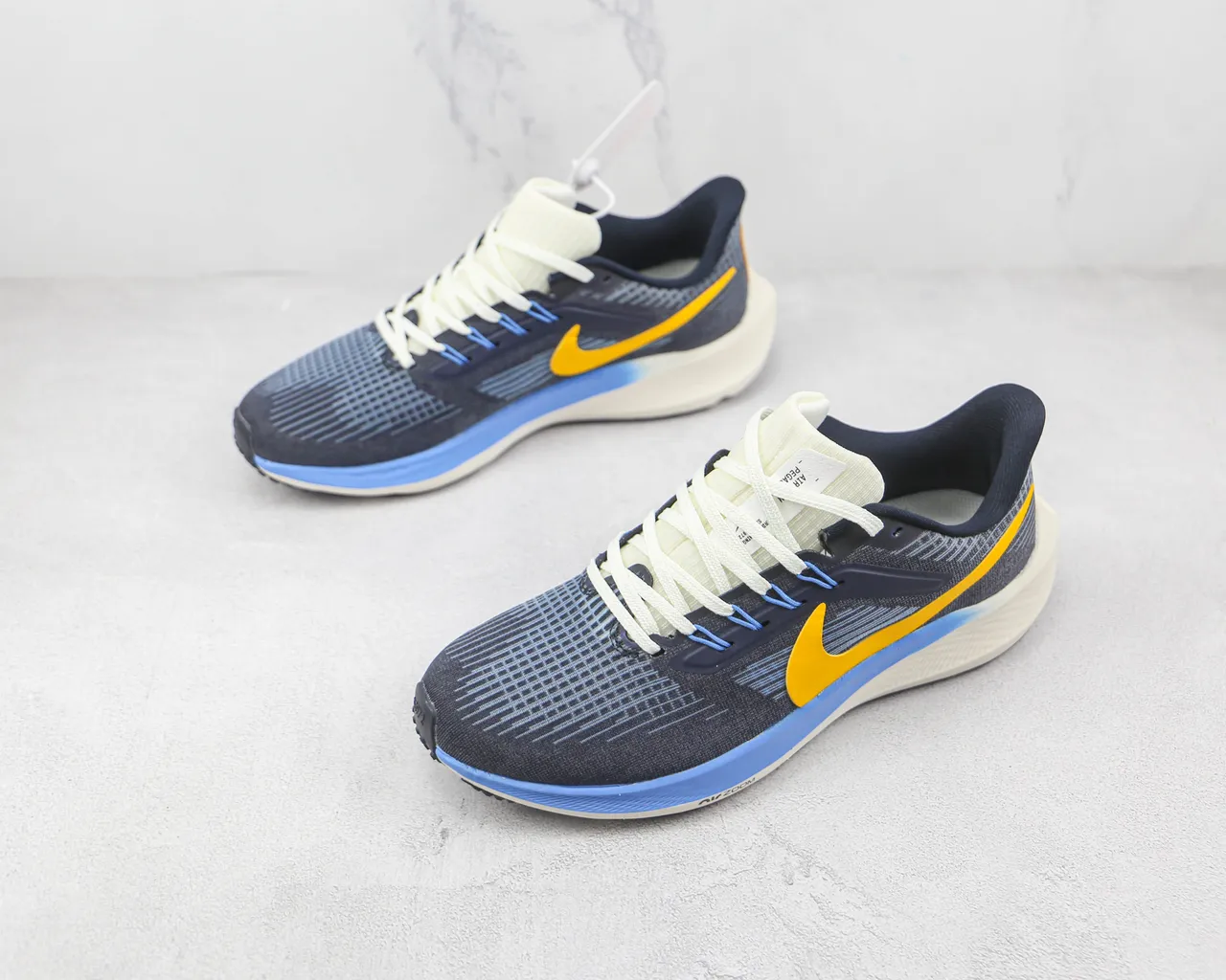 Nike Gray Yellow Engineered Knit Upper Asymmetric Heel Counter Running Shoes 4