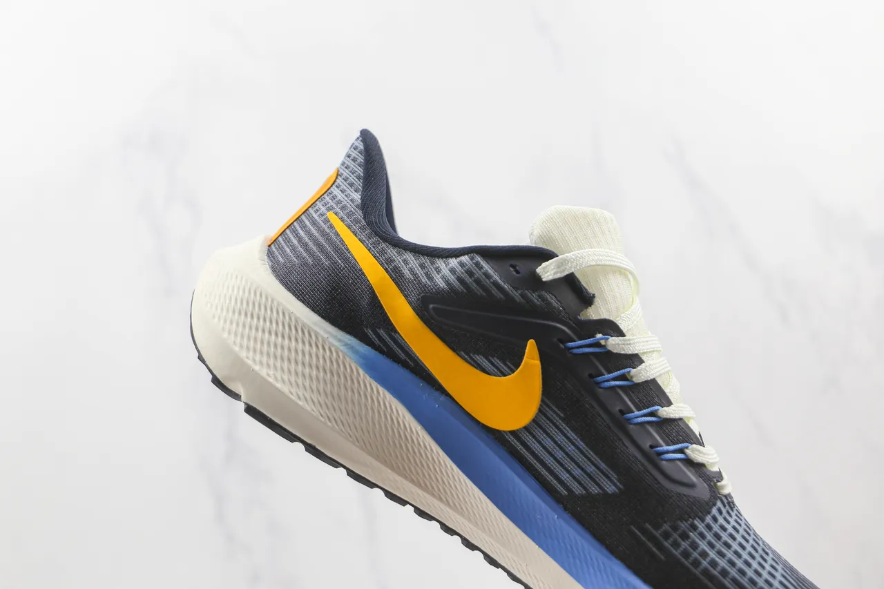 Nike Gray Yellow Engineered Knit Upper Asymmetric Heel Counter Running Shoes 5