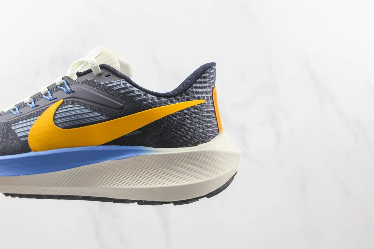 Nike Gray Yellow Engineered Knit Upper Asymmetric Heel Counter Running Shoes 7