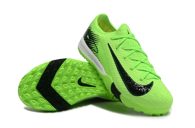 Nike Chaussures de football en gazon artificiel avec upper en knit vert noir et couleur néon lime 4