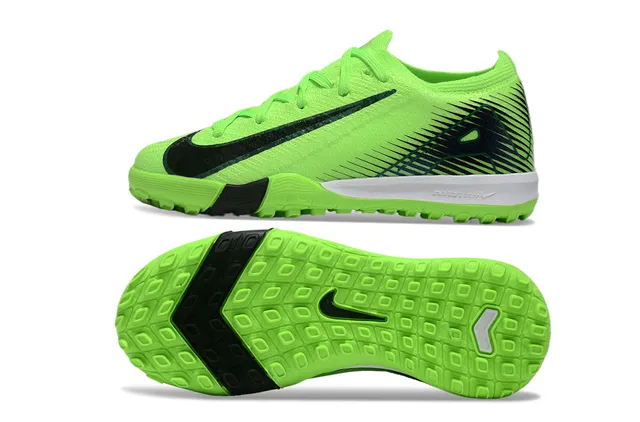 Nike Chaussures de football en gazon artificiel avec upper en knit vert noir et couleur néon lime 6
