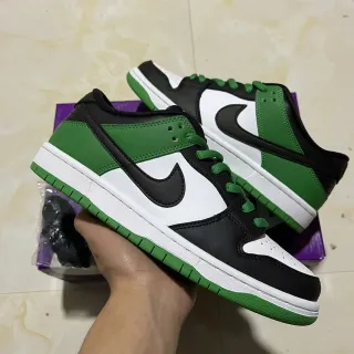 Nike绿色黑色低帮皮革-合成鞋面滑板鞋