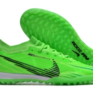 Nike Verde Negro Neón Tejido Superior Gráfico Swoosh Zapatos de fútbol para césped artificial